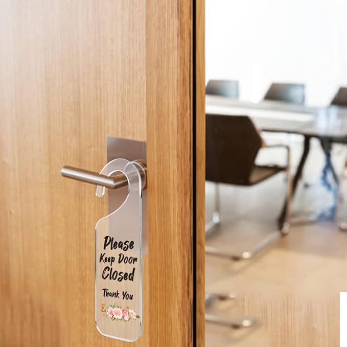 Do Not Disturb Door Sign Engraved Acrylic Hanger Handle Home Decor Acrylic Banner Acrylic Hanging Sign Door Plaque Handmade Office Hanging Sign Please Keep Door Closed