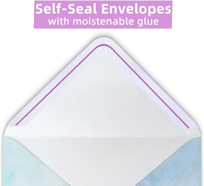 72 Pieces Stationery Set with Envelopes (48 Lined Watercolor Sheets + 24 Matching Envelopes), 8 Unique Designs, 5.5 x 8.25 inch Double Sided Printing stationery paper for Letter Writing