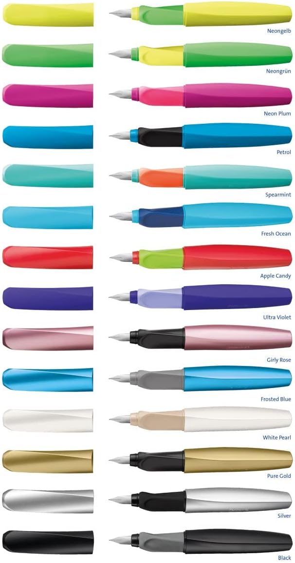 Pelikan Twist Fountain Pen with 1 Ink Cartridge, Medium Nib, Silver, Boxed (947101) (Pack of 2)