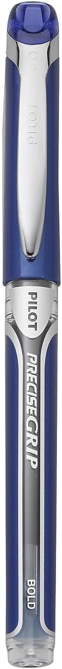 Pilot, Precise Grip Liquid Ink Rolling Ball Stick Pens, Bold Point 1 mm, Blue, Pack of 12