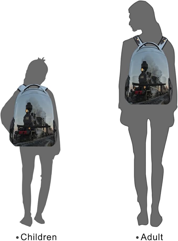 AUUXVA Cool Locomotive Train School Backpack for Girls Boys Kids Laptop Backpack Travel Camping Daypack Medium