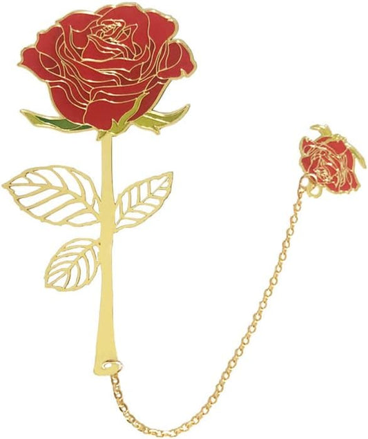 Bookmarks for Book Lovers Book Marks for Reading Women Birthday Graduation Christmas Gifts for Her Cute Metal Bookmark Book Markers Stocking Stuffers for Teens (Rose)