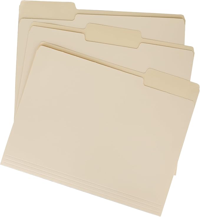 File Folder,1/3 Cut Tab,Beige Letter Size,Great for Organizing and Easy File Storage,18 Per Box