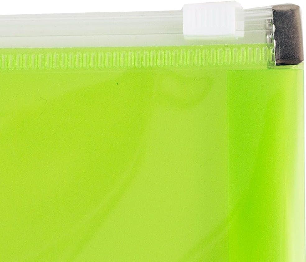 JAM PAPER Plastic Envelopes with Zip Closure - Letter Booklet - 9 3/4 x 13 - Lime Green - 3/Pack