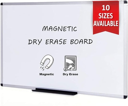 VIZ-PRO Magnetic Whiteboard/Dry Erase Board, 48 X 48 Inches, Silver Aluminium Frame
