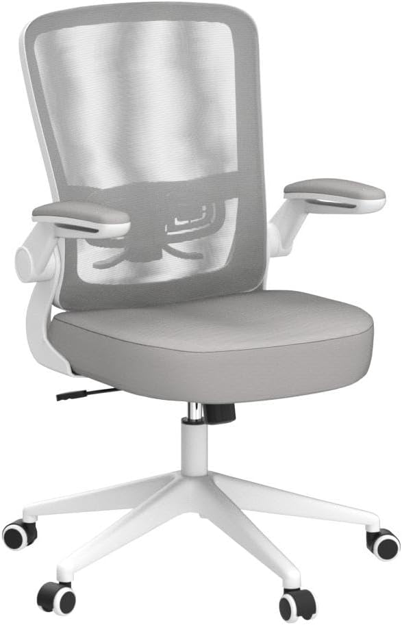 FelixKing Office Chair, Ergonomic Desk Chair with Adjustable Height and Lumbar Support Swivel Chairs, Desk Computer Chair with 90°Flip up Armrests for Conference Room (Gray)
