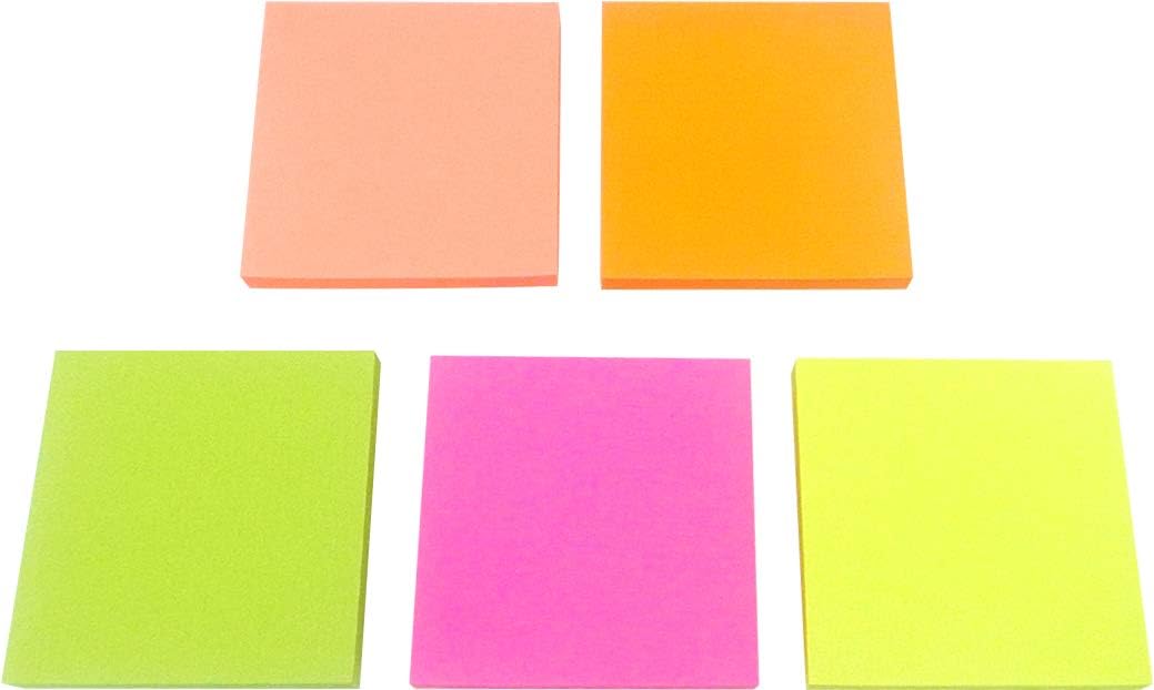 Sticky Full Adhesive Notes,3 1/3 x 3 Inches,80 Sheets/Color,Self-Stick Notes,5 Colors/Pack,400 Sheets Total,4A 303-Full Adhesive-400