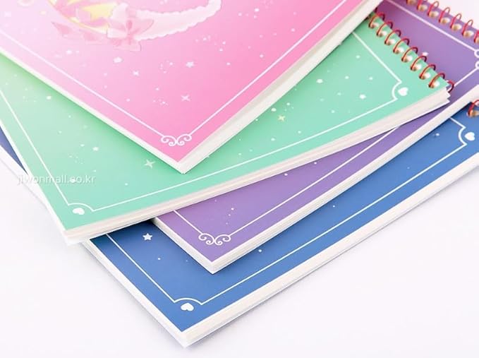 Cute Unruled Blank Spiral Notebook, About 60 Sheets, 7.3 x 10.3 Inches, About 60 Sheets (Violet)