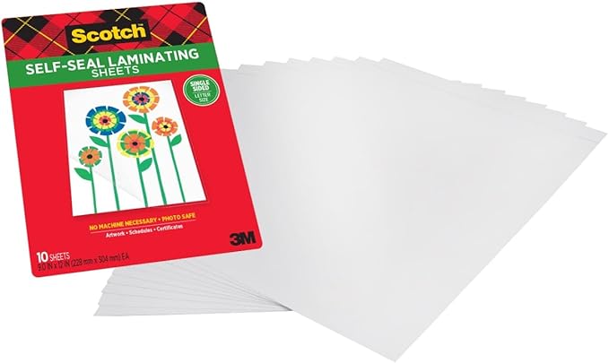 Scotch LS854SS10 Self-Sealing Laminating Sheets, 6.0 mil, 9 x 12 (Pack of 10)