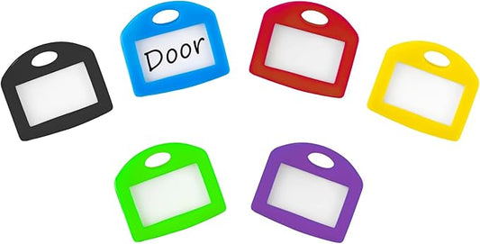 Uniclife 12 Pcs Key Cap Tags 1 Inch Key Covers Protectors with Blank Paper Labels and Clear Windows Soft Key Identifiers for Standard Regular Thin Flat House Keys (Not for Odd-Shaped Keys), 6 Colors