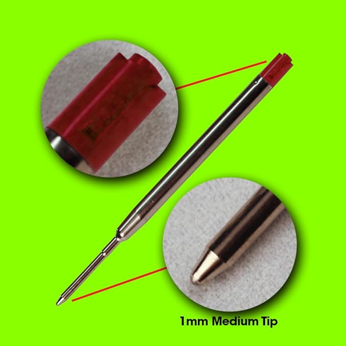 Jaymo Replacement for Parker 1950370 and Bastion - Measures 3.875 in / 98 mm Long - G2 Ballpoint Pen Refill - 6 Red