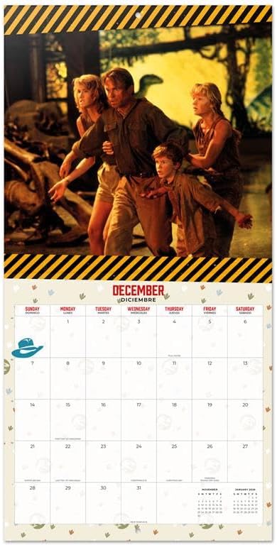 Jurassic Park Wall Calendar 2025 12" x 12" FSC® Plastic Free - Starts Week On Sunday | Square Wall Calendar | Family Planner Calendar 2025 | Jurassic Park Calendar 2025 | Jurassic Park Movies | Jurassic Park Merchandise