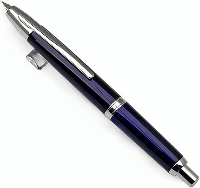 JINHAO 10 Press Fountain Pen, Retractable Metal Pen with Ink Converter (EF Nib 0.38mm, Dark Blue)