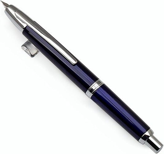 JINHAO 10 Press Fountain Pen, Retractable Metal Pen with Ink Converter (EF Nib 0.38mm, Dark Blue)