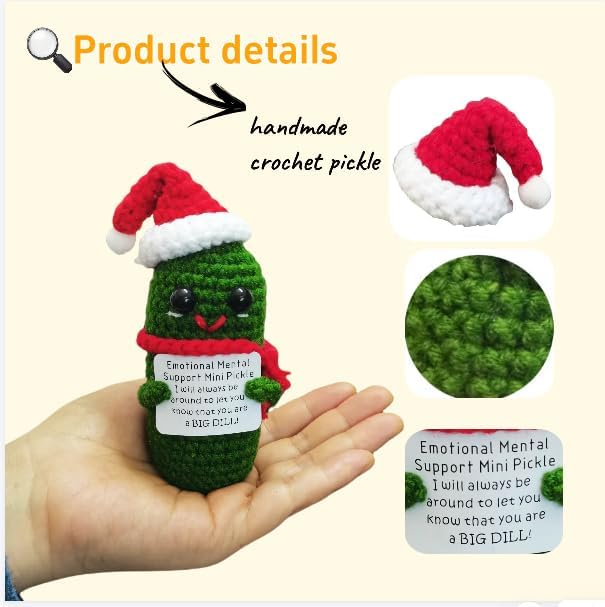 Funn Crochet Pickles 1 Pcs with Affirmations Cards for Inspirational Novelty Good Luck Gifts and Party Decorations (KK-CKD04-PICKLE-UN)