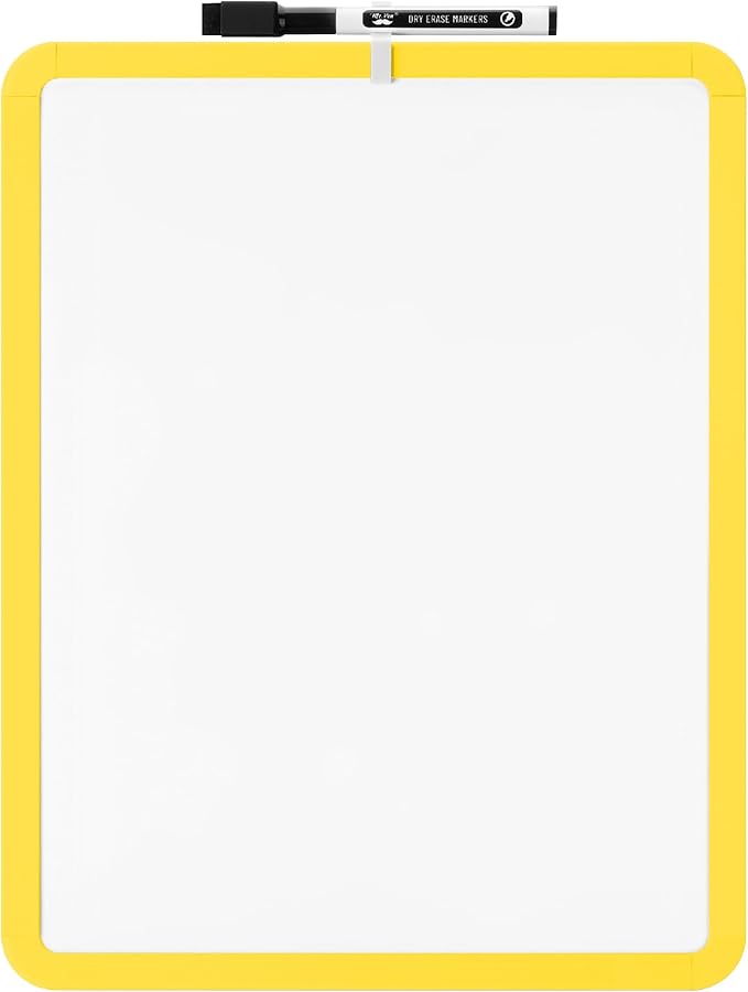 Mr. Pen- Dry Erase Board, 14” x 11” with a Black Dry Erase Marker, Yellow Frame, Small White Board, White Board for Kids, White Board for Students, Small Dry Erase Board, Mini White Board