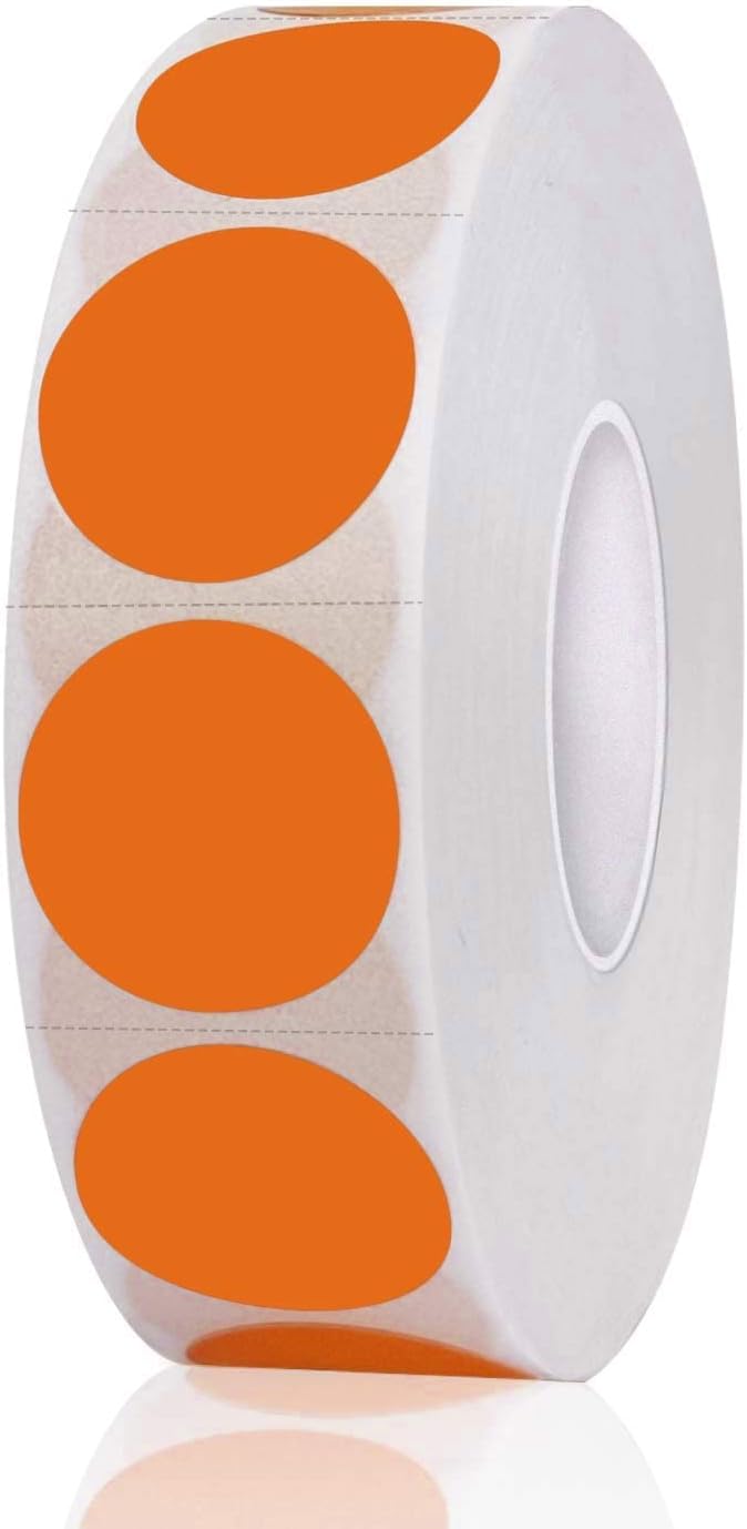 1200 Pieces 0.75 Inch Round Color Coding Label Garage Sale Stickers, Blank Yard Sale Price Stickers, Permanent Adhesive Dots, Easily Writable with Perforation Line (Orange)