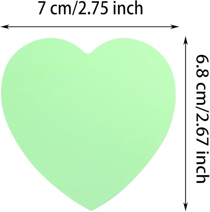 Mini Skater 2 Pack Kraft Paper Sticky Notes Heart Shaped Self-Stick Blank Book Tabs Paper Markers Sticky Notes Pad 100 Sheets Index Sticker (Light Green)