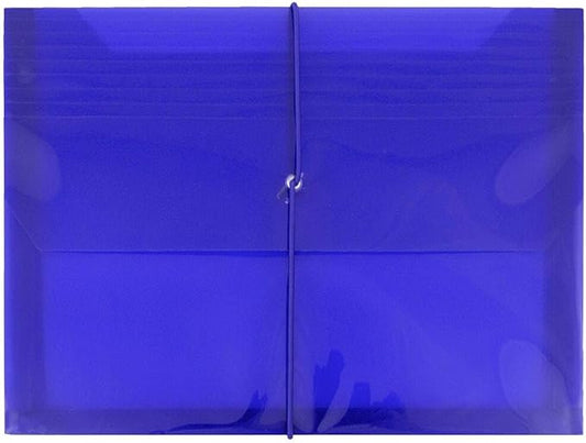 JAM PAPER Plastic Expansion Envelopes with Elastic Band Closure - Letter Booklet - 9 3/4 x 13 with 2.5 Inch Expansion - Blue - 3/Pack