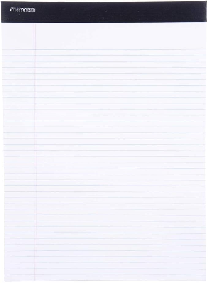 Mintra Office Legal Pads - ((BASIC WHITE 6pk, 8.5in x 11in, NARROW RULED)) - 50 Sheets per Notepad, Micro perforated Writing Pad, Notebook Paper for School, College, Office, Business