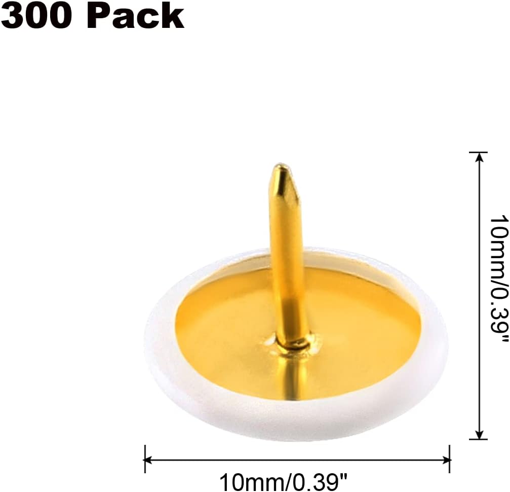 Piutouyar 300Pcs White Decorative Flat Push Pin, Plastic Roundness Head Thumbtack, Black Thumb Tacks for Wall, Map, Cork Board, 3/8 Inch