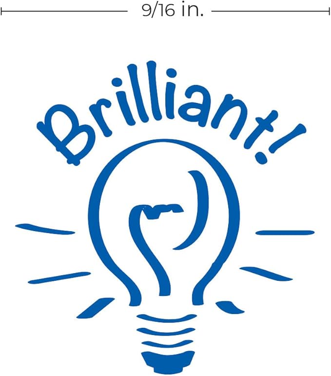Brilliant Light Bulb Stamp / 2000 Plus Self Inking Teacher Student Reward Stamper / 9/16" Small Blue Imprint Planner Classroom Worksheet Stamp