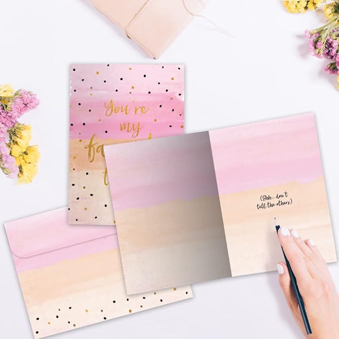 Tree-Free Greetings Teacher Appreciation Cards - Artful Designs - 2 Cards + Matching Envelopes - Made in USA - 100% Recycled Paper - 5"x7" - Humor, For Teacher, You're My Favorite (GT64436)