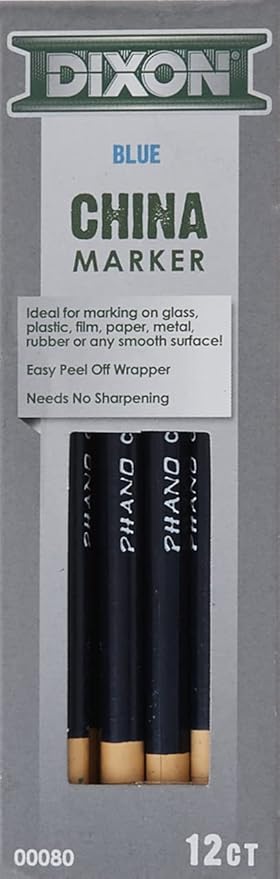 Dixon Industrial Phano Peel-Off China Marker Pencils, Blue (00080) (Pack of 6, 72 Count Total)
