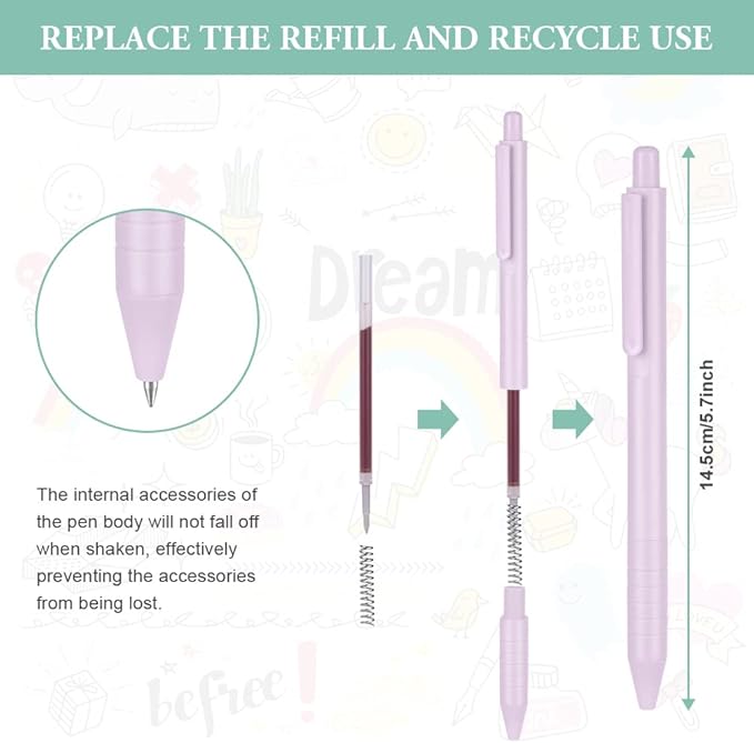 AUAUY Writing Instrument, 5PCS Retractable Gel Pens, Medium Point Quick Dry Gel Ink Pen, Macaron Colored Ink for Writing, Journaling, Note Taking, School, Office, Home