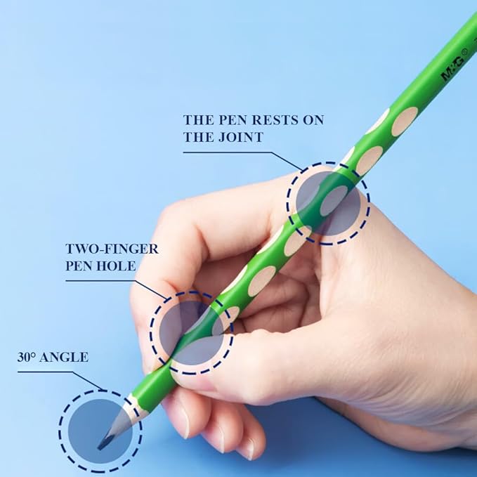 M&G 12 Pcs Triangular Hole Pencils for Kids with Grip Correction 2B Pencils, Pre-sharpened Colored Barrel Graphite Wood Pencils, Smooth Writing, Suitable for School, Office, Drawing, Sketching
