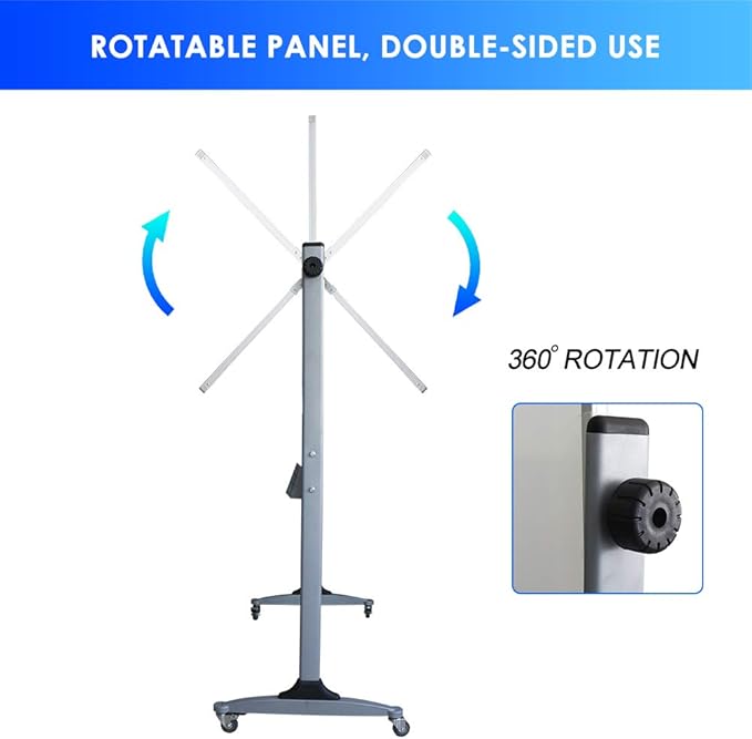 XIWODE Upgraded Large Double-Sided Magnetic Whiteboard with Movable Mesh Bracket & Wheels - 72x36 Inch, Anti-Scratch, Easy-Clean Porcelain Enamel Surface - Flip, Write & Display