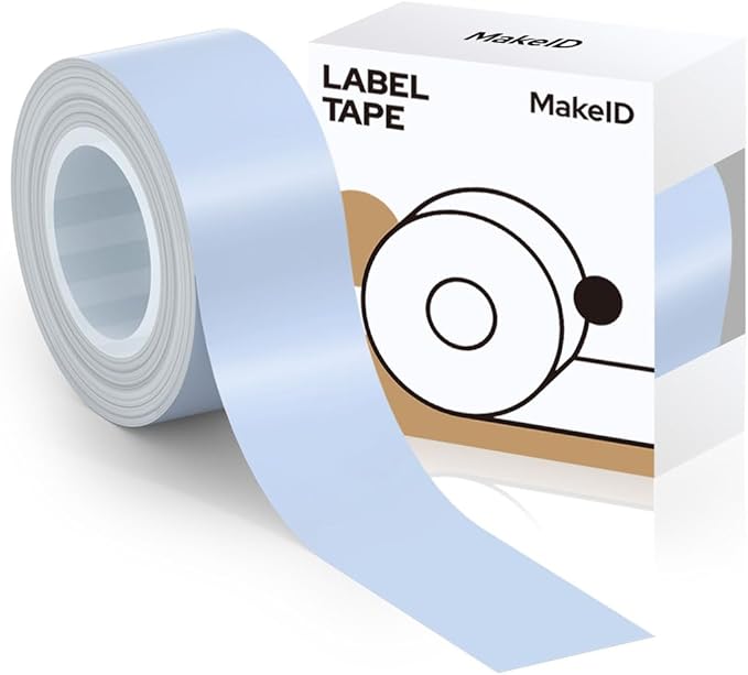 MakeID Label Maker Tape - Self-Adhesive Sticker Label Tape Refill Compatible with MakeID L1 Q1 Label Machine - Waterproof 6-Layer Laminated Film, Split-Back Design, 0.63"x13' (16mm x 4m)