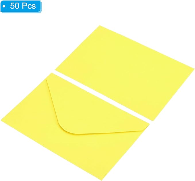 PATIKIL Mini Envelopes, 50 Pack Gift Cards Business Cards Envelope for Greeting Weddings, Light Yellow