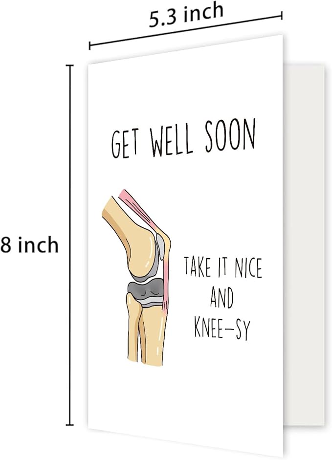 Funny Get Well Soon Knee Card for Friends, After Surgery Recovery Gifts for Women Men, Hilarious Get Better Card for Him Her, Take It Nice and Knee-sy Card