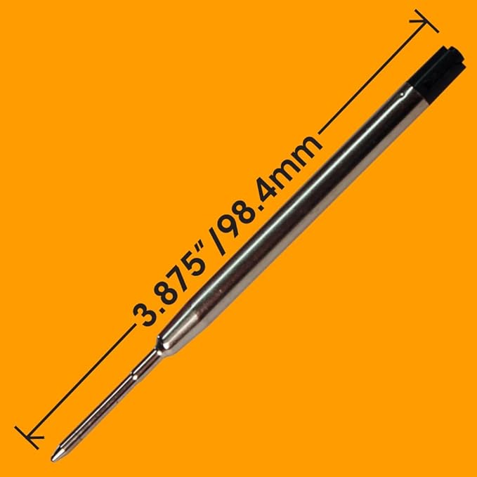 Jaymo Replacement for Parker 1950369 and Bastion - Measures 3.875 in / 98 mm Long - G2 Ballpoint Pen Refill - 12 Black