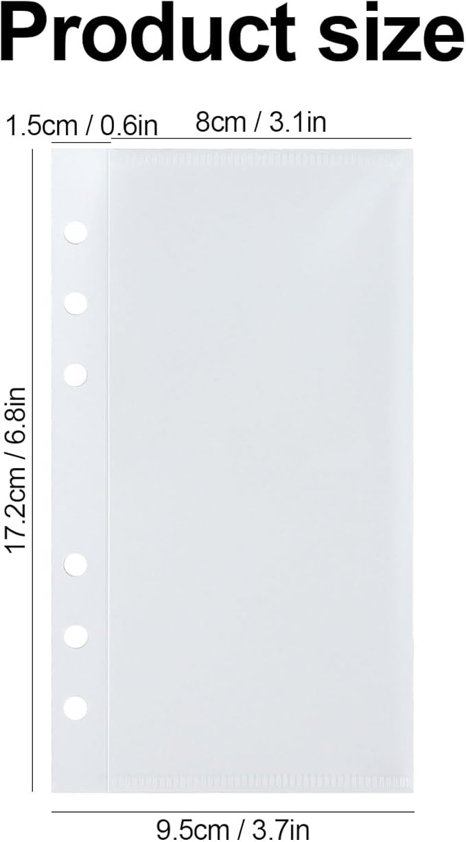 A6 Binder Pockets with No Zipper, Koqye Blue 10 Pcs Plastic Zipless Budget Envelopes, Two Pockets Frosted Cash Envelopes Money Bag for Budgeting, Cash Stuffing (Clear Frosted-2set)