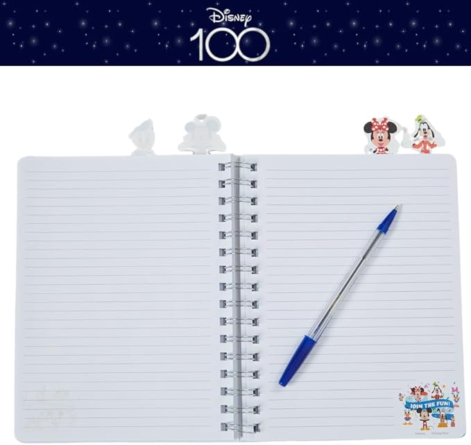 Innovative Designs Disney 100 Anniversary Tab Journal Notebook, Spiral Bound, 96 Lined Pages, 8 x 7 inches, Turquoise
