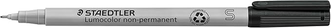 STAEDTLER Lumograph Non-Permanent Wet Erase Marker Pen, Extra Fine Tip, Low Odor Colored Markers, Black, 311-9