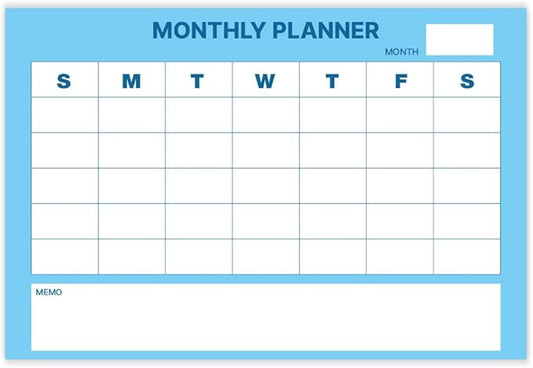 GEEKBEAR Dry Erase Refrigerator Calendar with 3 Markers - Attachable to Any Fridge with Special Suction Cups - Monthly and Weekly Designs, Acrylic - 15.7" x 10.6" (04. Modern Blue, Monthly)