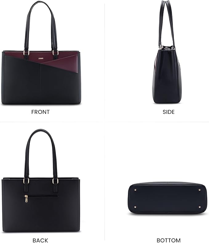 LOVEVOOK Laptop Tote Bag for Women, Office Work Bag Briefcase fit for 15.6 inch Laptop, Large Capacity Teacher Computer Bag Handbag Black/Purple