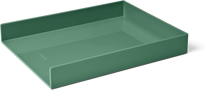 Poppin Stackable Letter Tray - Modular Lacquer Desk Trays for Office Organization, Color-Coordinated Office Supplies for Desk, Paper Trays (Sage, Letter)