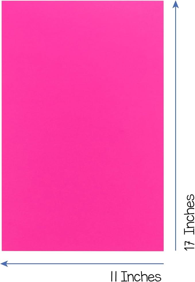 Hygloss Fuchsia Colored Paper - 24 lb, 89 GSM, Acid-Free, Fade-Resistant, 11x17-Inch Ledger Size Color Copy Paper, 90 Sheets