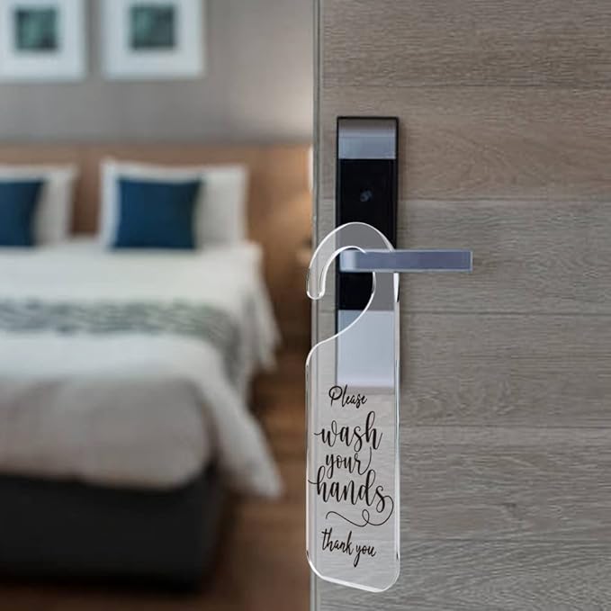 Do Not Disturb Door Sign Engraved Acrylic Hanger Handle Home Decor Acrylic Banner Acrylic Hanging Sign Door Plaque Handmade Office Hanging Sign Please Wash Your Hands
