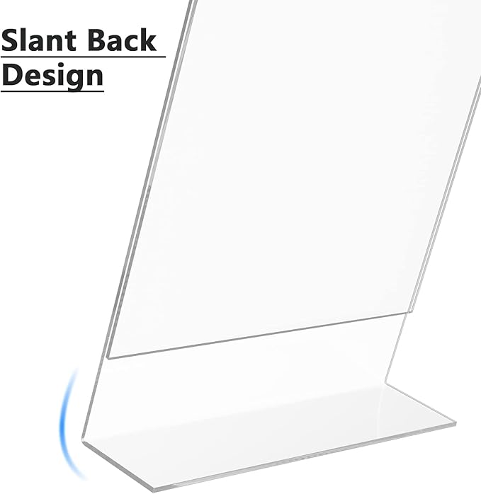 MaxGear Sign Holder 8.5x11 inches, Acrylic Sign Holder Slant Back Sign Holder Clear Sign Holder Plastic Paper Holder Table Top Sign Holder Plastic Display Stand for Office, Store, 10 Pack