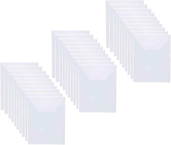 7''x5'' Vertical Clear Plastic Envelopes Hook Loop Closure Receipt Sticker Storage Holder 30 Pack