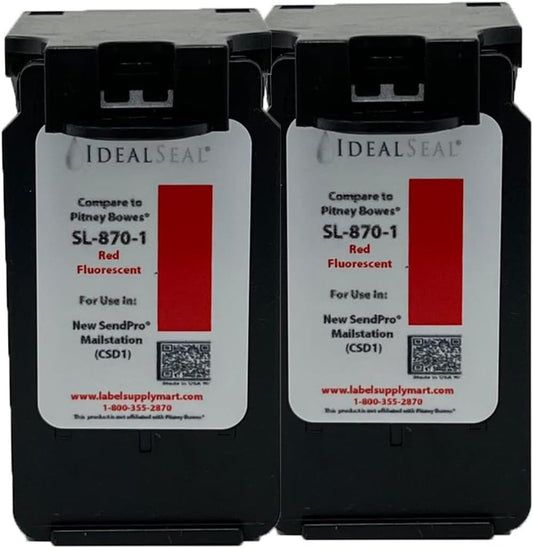 IDEALSEAL Replacement Postage Ink for SL-870-1 Red Ink Cartridge for New SendPro Mailstation (CSD1) (2 Pack)