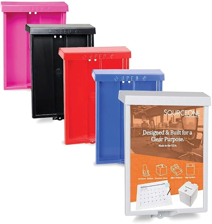 SOURCEONE.ORG Outdoor Real Estate Style Brochure Holder Color Variety White, Black, Red, Pink & Blue Available