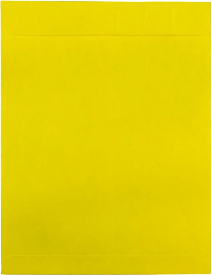 JAM PAPER Tyvek Tear-Proof Open End Catalog Envelopes - 10 x 13 - Yellow - 25/Pack