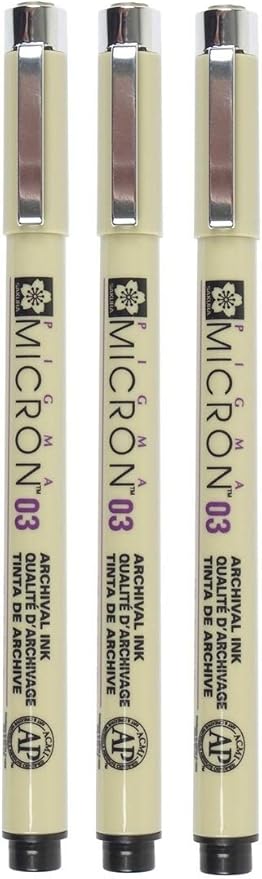 Pigma Sakura Micron - Pigment Fineliners 0.3Mm Black [Pack Of 3]