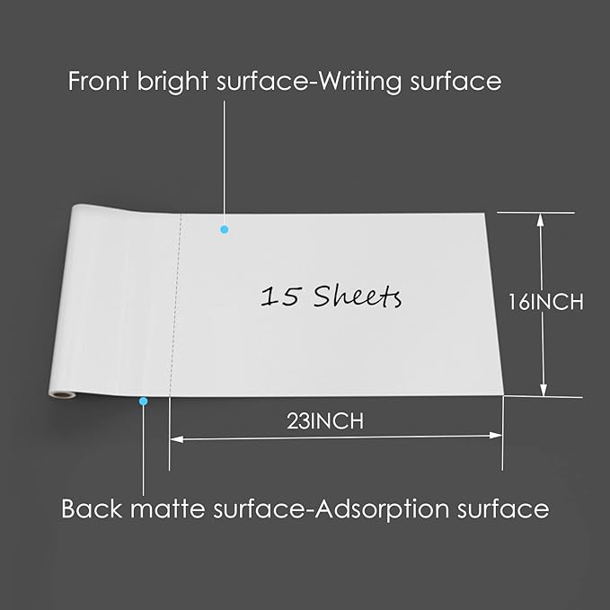 2 Roll Static Cling Dry Erase Sheets, Removable Reusable Whiteboard Poster Paper for Wall, Portable White Board Dry Erase Wallpaper 16.5x23-30 Sheets